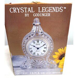 Crystal Legends By Godinger Petite Gothic Clock 24% Lead Crystal Quartz Roman Nu